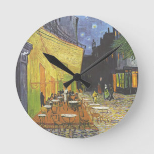 Café Terrace at Night Van Gogh Runde Wanduhr