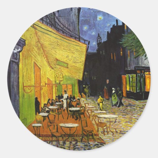 Café Terrace at Night Van Gogh Runder Aufkleber (Vorderseite)