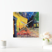 Cafe Terrace at Night, Vincent van Gogh Quadratische Wanduhr (Zuhause)
