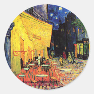 Café Terrace on the Place du Forum, Arles at Night Runder Aufkleber