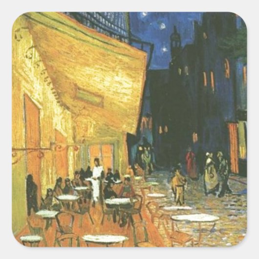 Cafe Terrace - Vincent van Gogh Quadratischer Aufkleber (Vorderseite)