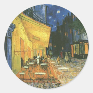 Cafe Terrace - Vincent van Gogh Runder Aufkleber
