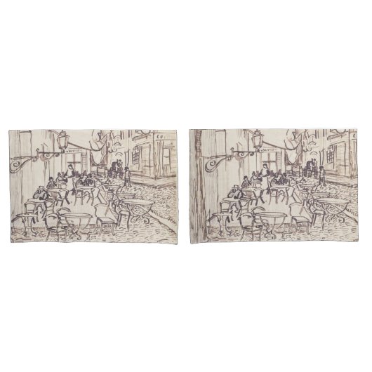 Café Terrasse am Abend, Kunstskizze, Van Gogh Kissenbezug (Vorderseite-Set)