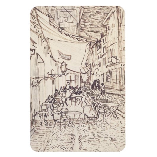 Café Terrasse am Abend, Kunstskizze, Van Gogh Magnet (Vertikal)