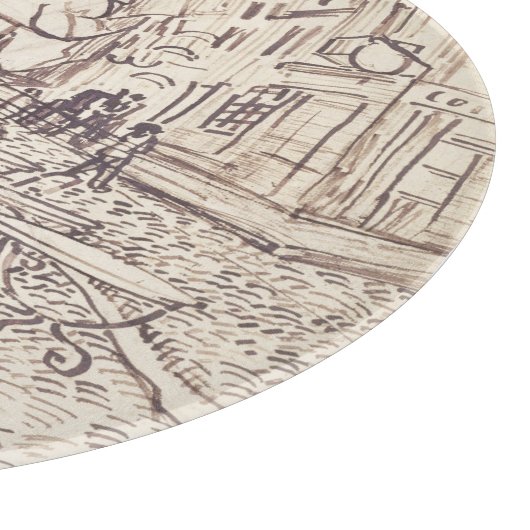 Café Terrasse am Abend, Kunstskizze, Van Gogh Schneidebrett (Ecke)