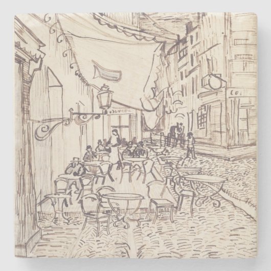 Café Terrasse am Abend, Kunstskizze, Van Gogh Steinuntersetzer (Vorderseite)
