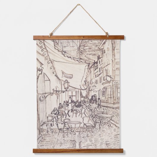 Café Terrasse am Abend, Kunstskizze, Van Gogh Wandteppich Mit Holzrahmen (Vorderseite)