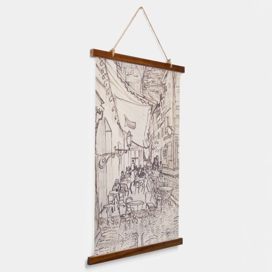 Café Terrasse am Abend, Kunstskizze, Van Gogh Wandteppich Mit Holzrahmen (Gewinkelt)