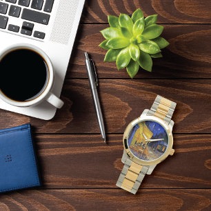 Café Terrasse am Abend Vincent van Gogh Armbanduhr