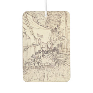 Cafe Terrasse bei Nacht, Fine Art Skizze, Van Gogh Autolufterfrischer