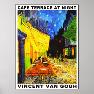 Cafe-Terrasse bei Nacht Poster
