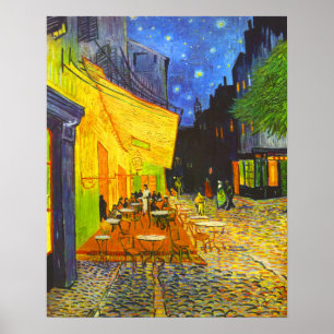 Cafe-Terrasse bei Nacht Poster