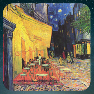 Cafe-Terrasse bei Nacht von Vincent van Gogh Quadratischer Aufkleber