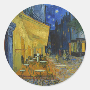 Café Terrasse   Vincent van Gogh Runder Aufkleber