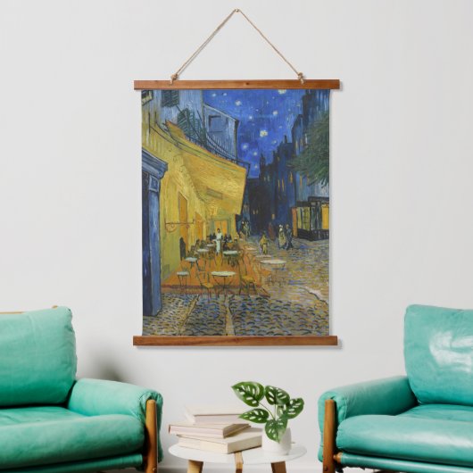 Café Terrasse von Vincent Van Gogh Wandteppich Mit Holzrahmen (Wohnzimmer)