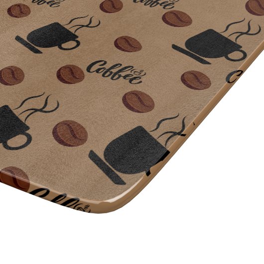 Café Themed Coffee Kitchen Cutting Board Schneidebrett (Ecke)