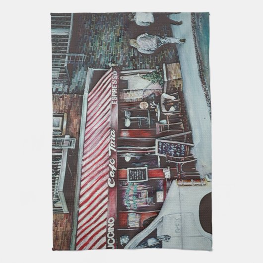 Cafe Tina's Twilight, NYC Geschirrtuch (Vertikal)