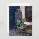 Café-Tisch mit Stühlen aus Zuckerrohr in Paris, Fr Postkarte (Vorne/Hinten)