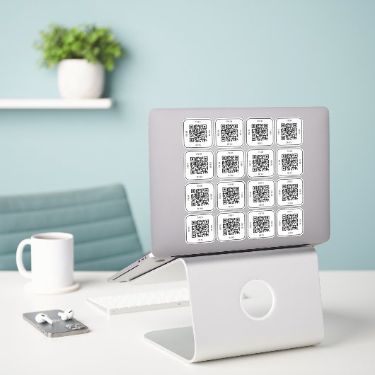 Cafe-Tisch-QR-Code-Aufkleber | Digitales Menü Scan Aufkleber (Laptop auf Schreibtisch)
