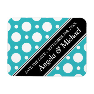 Cafe Turquoise Assorted Polka Dots Save the Date Magnet