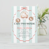 Cafe Two Monde Rosa Schleife Kaffee Mädchen 2. Geb Einladung (Stehend Vorderseite)