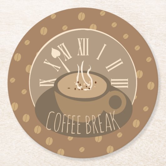 Café und Café für Kaffeepause Runder Pappuntersetzer (Vorderseite)