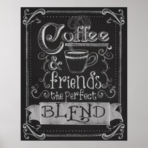 Café und Friendly Chalk Bar Art Poster