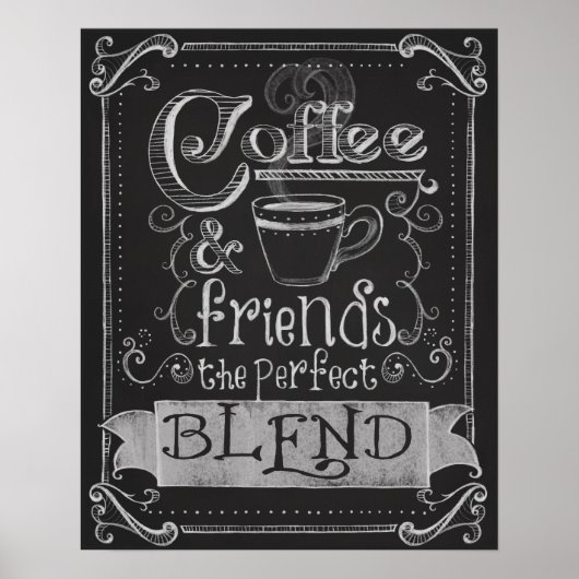 Café und Friendly Chalk Bar Art Poster (Vorne)