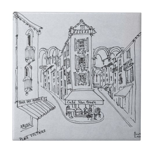Cafe Van Gogh, Place Voltaire, Arles, Frankreich Fliese (Vorderseite)