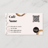 Café Visitenkarte QR Code Kaffee Splash (Vorderseite)