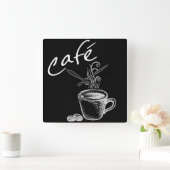 Café-Wanduhr Quadratische Wanduhr (Zuhause)