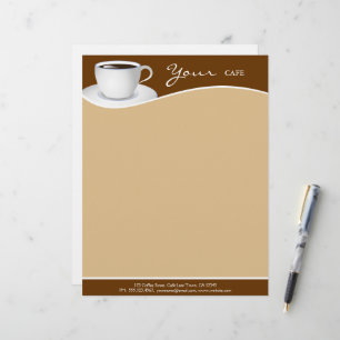Café White Cup Coffee Shop Business Letterhead Briefbogen
