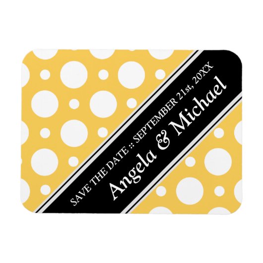 Cafe Yellow Assorted Polka Dots Save the Date Magnet (Horizontal)