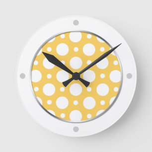 Cafe Yellow Assorted Polka Dots Wall Clock Runde Wanduhr