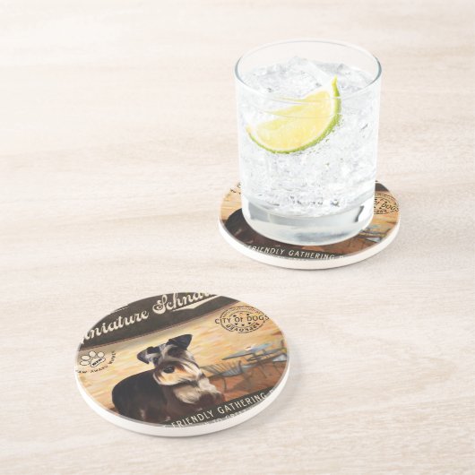 Café-Zwergschnauzer Getränkeuntersetzer (Seite)