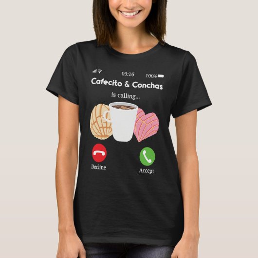Cafecito Cafe Conchas  Cute Spanish Pun Coffee T-Shirt (Vorderseite)