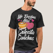 Cafecito & Conchas Cute Spanish Pun Coffee Cafe T-Shirt (Vorderseite)