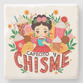 „Cafecito y Chisme“ Latina Coffee Liebhaberin Steinuntersetzer