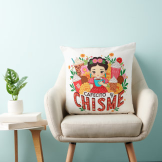 “Cafecito y Chisme” Latina Kaffeeliebhaberin Kissen