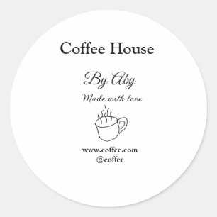 Caféhaus mit Liebe gemacht Text-Website socia Runder Aufkleber