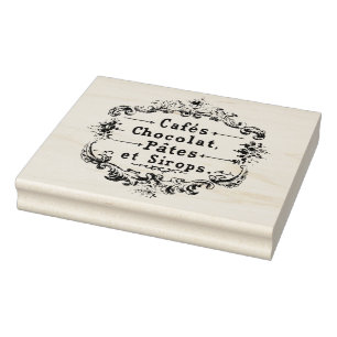 Cafés Chocolat Pasteten Sirops Vintage Gummistempel