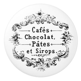 Cafes Schokolade Pâtes Sirupe Vintage Französisch Keramikknauf