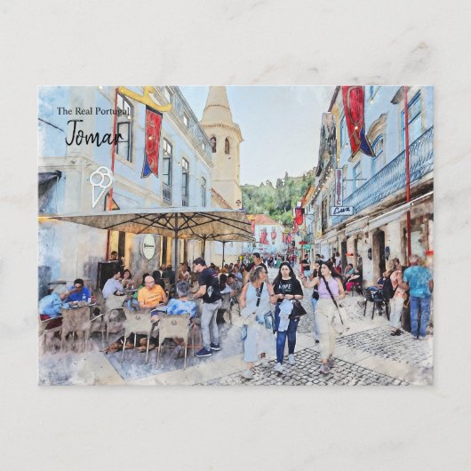 Cafes von Tomar, Portugal Postkarte (Vorderseite)