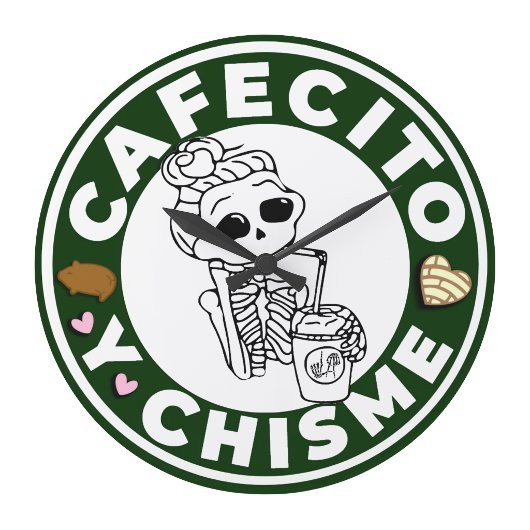 Cafesito und Tratsch-Uhr Große Wanduhr