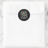 Cafeteria Crew farbenfrohe Briefe mit Küchenbilder Runder Aufkleber (Tasche)