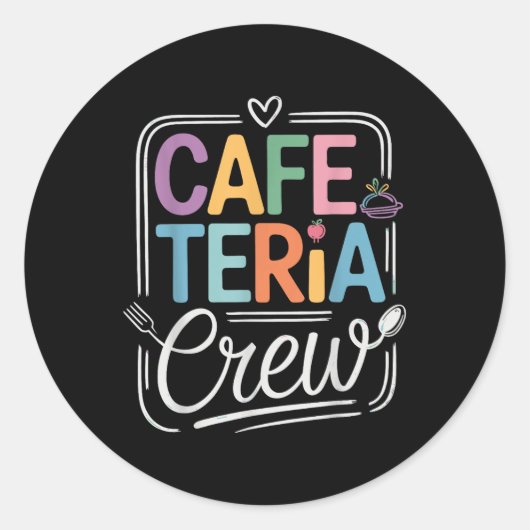 Cafeteria Crew farbenfrohe Briefe mit Küchenbilder Runder Aufkleber (Vorderseite)