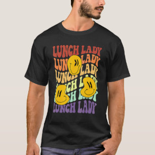 Cafeteria-Dame Retro-Lächeln Gesicht zurück zur Sc T-Shirt