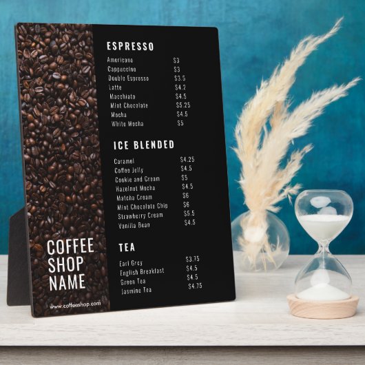 Cafeteria Logo Copper Black Chalkboard Preisliste Fotoplatte (Seite)