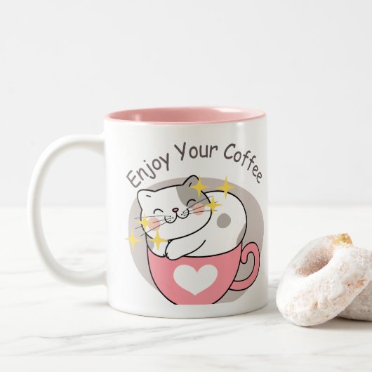 CAFFE CAT ZWEIFARBIGE TASSE (Mit Donut)
