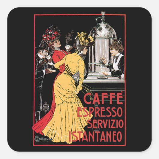 Caffe Espresso Quadratischer Aufkleber (Vorderseite)